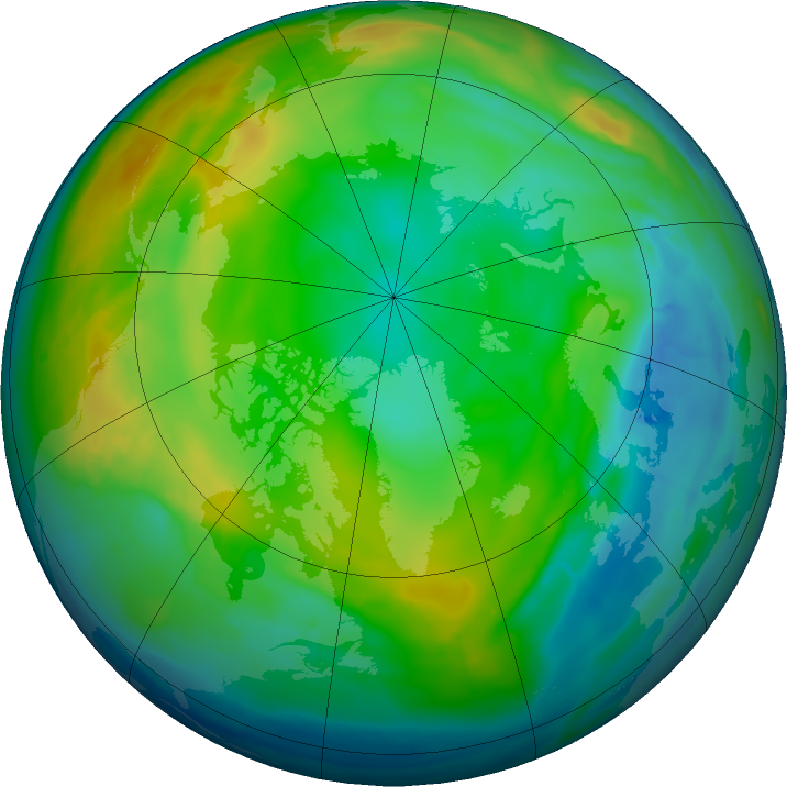 Arctic ozone map for 06 December 2015
